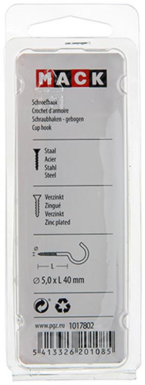 Afbeelding laden in galerijviewer, Mack 1017802 - schroefhaak staal verzinkt 4st 5,0 x 40 mm | 5 stuks