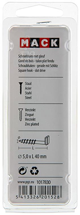 Afbeelding laden in galerijviewer, Mack 1017830 - schroefduim met gleuf staal verz. 5 st 5,0 x 40 mm | 10 stuks
