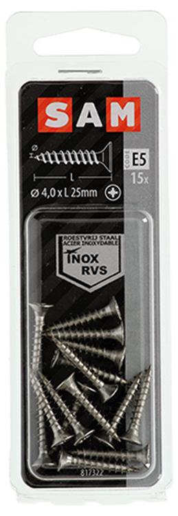 Afbeelding laden in galerijviewer, Mack 1019740 - spaanplaatschroef vz kop rvs 15 st 4,0 x 25 mm | 10 stuks