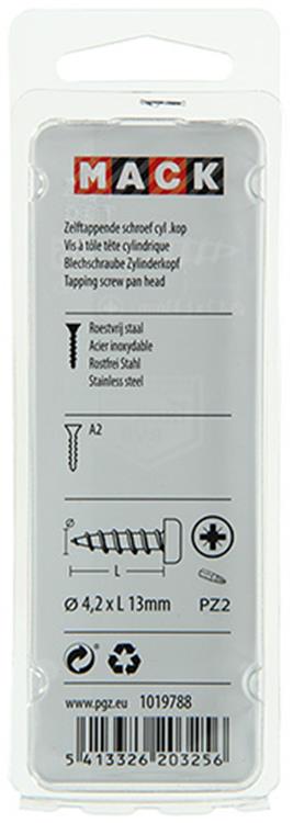 Afbeelding laden in galerijviewer, Mack 1019788 - zelftappende schroef cyl.kop a2 12 st 4,2 x 13 mm | 10 stuks