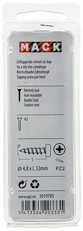 Afbeelding laden in galerijviewer, Mack 1019795 - zelftappende schroef cyl.kop a2 7 st 4,8 x 32 mm | 10 stuks