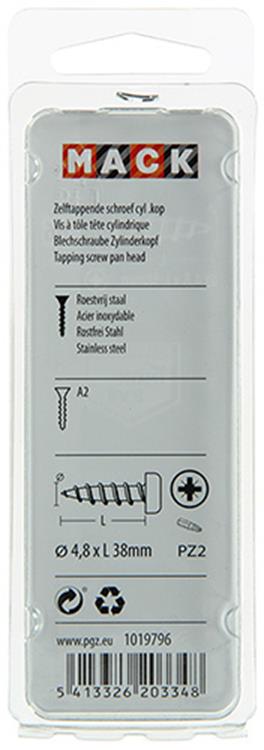Afbeelding laden in galerijviewer, Mack 1019796 - zelftappende schroef cyl.kop a2 6 st 4,8 x 38 mm | 10 stuks