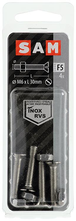 Afbeelding laden in galerijviewer, Mack 1019815 - metaalschroef verz. kop + moer rvs 4 st m6x30 | 10 stuks