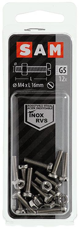 Afbeelding laden in galerijviewer, Mack 1019819 - metaalschroef cyl. kop + moer rvs 12 st m4x16 | 10 stuks