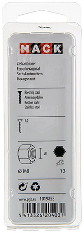 Afbeelding laden in galerijviewer, Mack 1019853 - zeskantmoer inox a2 8 st m8 | 10 stuks