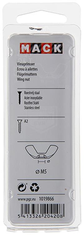 Afbeelding laden in galerijviewer, Mack 1019866 - vleugelmoer inox a2 4 st m5 | 10 stuks