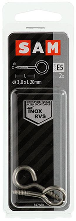 Afbeelding laden in galerijviewer, Mack 1019892 - schroefoog roestvrijstaal 2 st 3,0 x 20 mm | 10 stuks