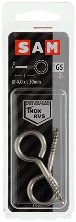 Afbeelding laden in galerijviewer, Mack 1019893 - schroefoog roestvrijstaal 2 st 4,0x30 mm | 10 stuks