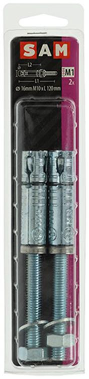 ギャラリービューアに画像をロードする, Mack 1019944 - keilbout met draadst. verzinkt2 st m10 x 120mm | 5 stuks