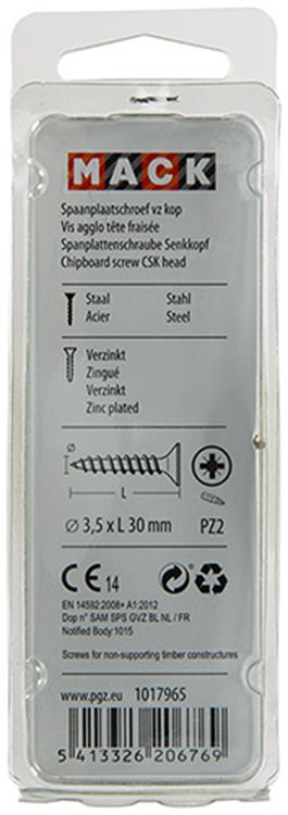 Afbeelding laden in galerijviewer, Mack 1017965 - spaanplaatschroef vz kop geelverz. 75st 3,5 x 30 mm | 5 stuks
