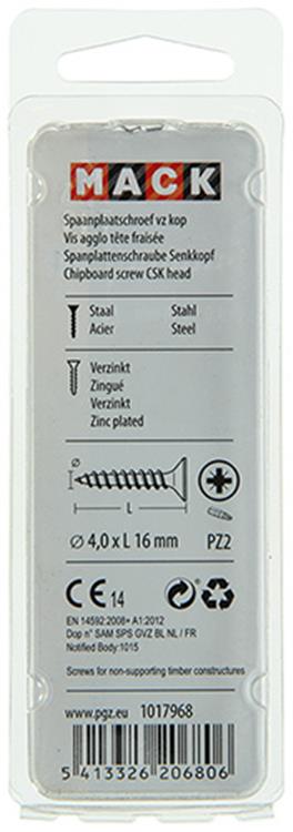 Afbeelding laden in galerijviewer, Mack 1017968 - spaanplaatschroef vz kop geelverz. 95st 4,0 x 16 mm | 5 stuks