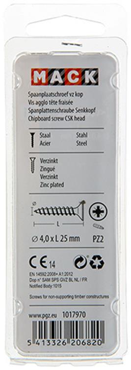 Afbeelding laden in galerijviewer, Mack 1017970 - spaanplaatschroef vz kop geelverz. 70st 4,0 x 25 mm | 5 stuks