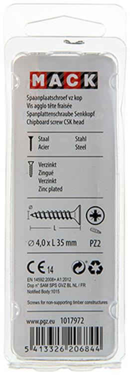 Afbeelding laden in galerijviewer, Mack 1017972 - spaanplaatschroef vz kop geelverz. 50st 4,0 x 35 mm | 5 stuks
