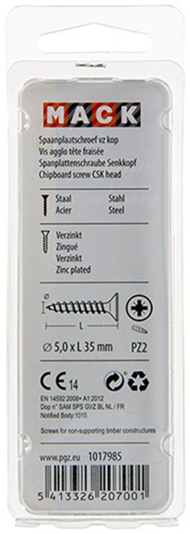 Afbeelding laden in galerijviewer, Mack 1017985 - spaanplaatschroef vz kop geelverz. 35st 5,0 x 35 mm | 5 stuks