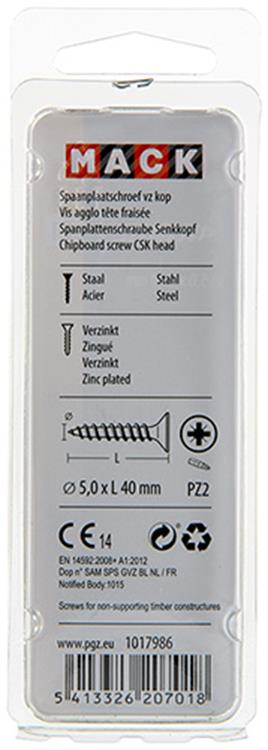 Afbeelding laden in galerijviewer, Mack 1017986 - spaanplaatschroef vz kop geelverz. 30st 5,0 x 40 mm | 5 stuks
