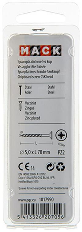Afbeelding laden in galerijviewer, Mack 1017990 - spaanplaatschroef vz kop geelverz. 20st 5,0 x 70 mm | 5 stuks