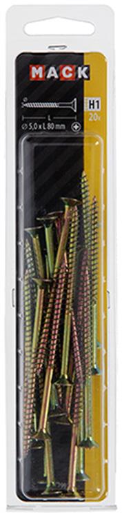 Afbeelding laden in galerijviewer, Mack 1017991 - spaanplaatschroef vz kop geelverz. 20st 5,0 x 80 mm | 5 stuks