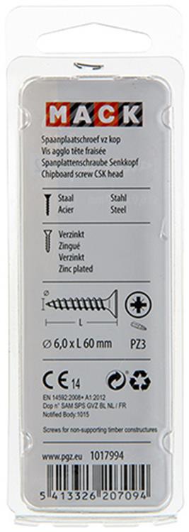 Afbeelding laden in galerijviewer, Mack 1017994 - spaanplaatschroef vz kop geelverz. 16st 6,0 x 60 mm | 5 stuks