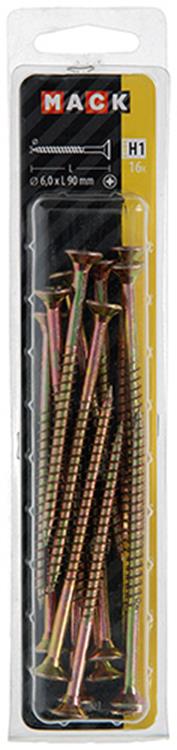 Afbeelding laden in galerijviewer, Mack 1017997 - spaanplaatschroef vz kop geelverz. 16st 6,0 x 90 mm | 5 stuks
