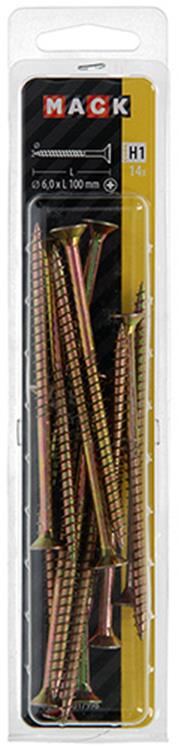 Afbeelding laden in galerijviewer, Mack 1017998 - spaanplaatschroef vz kop geelverz. 14st 6,0 x 100 mm | 5 stuks