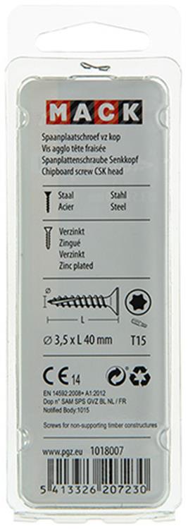 Afbeelding laden in galerijviewer, Mack 1018007 - spaanplschr.vzkop-zelfb. geelverz. 55 st 3,5 x 40 mm | 5 stuks