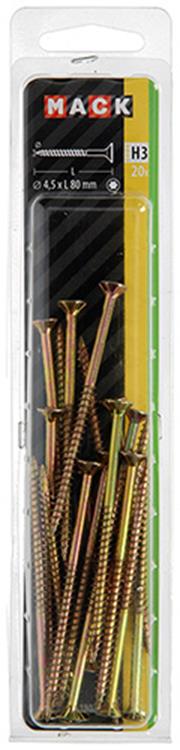 Afbeelding laden in galerijviewer, Mack 1018020 - spaanplschr.vzkop-zelfb. geelverz. 20 st 4,5 x 80 mm | 5 stuks
