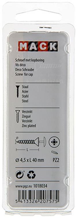Afbeelding laden in galerijviewer, Mack 1018034 - schroef met kopboring staal verz. 30 st 4,5 x 40 mm | 5 stuks