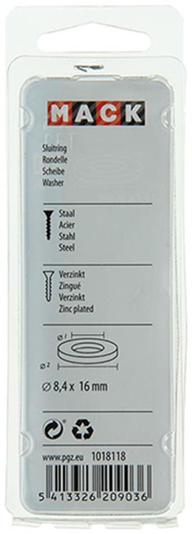 Afbeelding laden in galerijviewer, Mack 1018118 - sluitring staal verzinkt 100 st 8,4 x 16 mm | 5 stuks