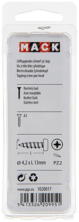 Afbeelding laden in galerijviewer, Mack 1020017 - zelftappende schroef cyl.kop a2 44 st 4,2 x 13 mm | 5 stuks