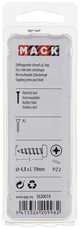 Afbeelding laden in galerijviewer, Mack 1020019 - zelftappende schroef cyl.kop a2 30 st 4,8 x 19 mm | 5 stuks