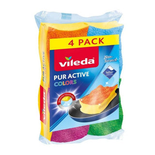 Afbeelding laden in galerijviewer, Vileda schuursponsen pur active colors 4 stuks | 4 stuks
