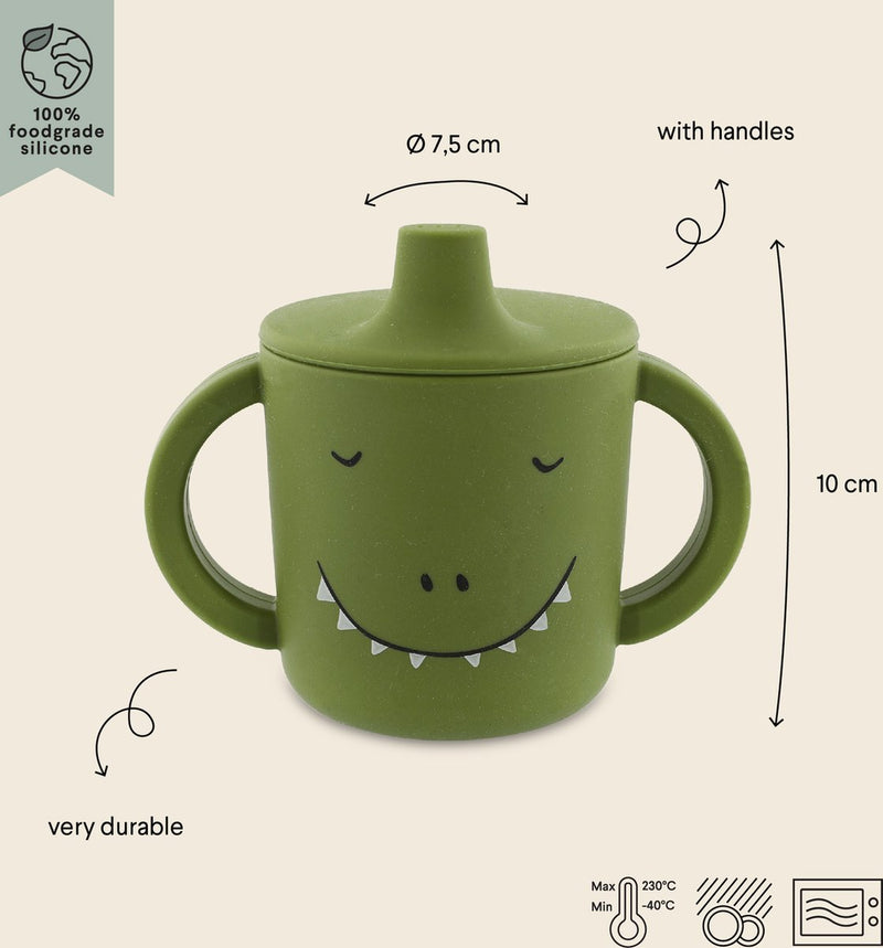 Afbeelding laden in galerijviewer, Trixie tuitbeker - mr. dino - drinkbeker voor baby - antilek beker - voor baby's vanaf 4 maanden - van siliconen - geschikt voor de vaatwasser
