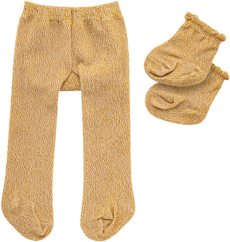 Afbeelding laden in galerijviewer, Heless poppenmaillot met sokken - goud, 28-35 cm