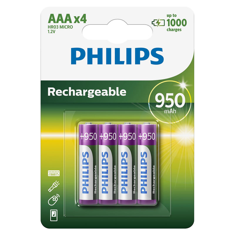 Cargue la imagen en el visor de la galería, Battery Sales Europe Oplaadbare Batterijen Rechargeable NimH AAA HR03 950mah, 4st.