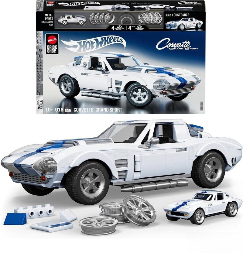 Afbeelding laden in galerijviewer, Mattel brick shop hot wheels elite serie - corvette grand sport - bouwspeelgoed - 918 onderdelen