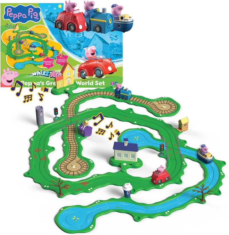 ギャラリービューアに画像をロードする, Gear2play peppa pig whizz around - peppa’s grote wijde wereld speelset - modulaire rijbaan voor whizz around voertuigen - interactief met muziek en geluid