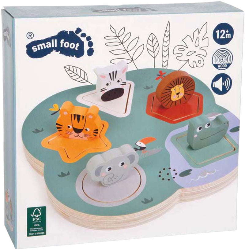 Afbeelding laden in galerijviewer, Small foot - houten 3d dierengeluiden puzzel safari