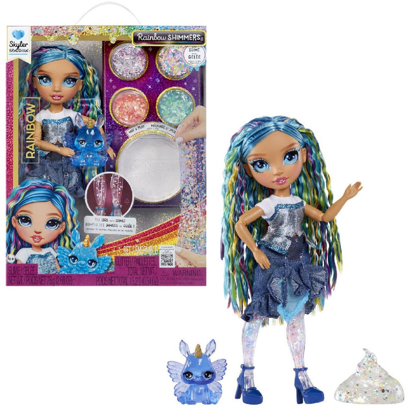 Laden Sie das Bild in Galerie -Viewer, Rainbow high shimmers met slijm-modepop - skyler (blauw)