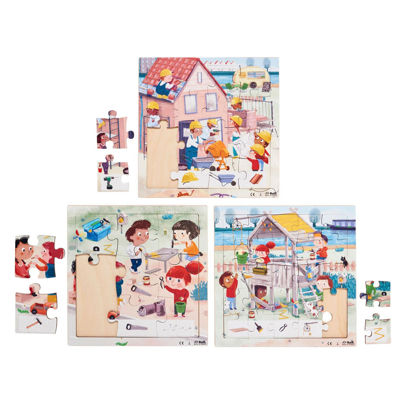 Load image into Gallery viewer, Rolf - houten legpuzzel serie wonen, set van 3