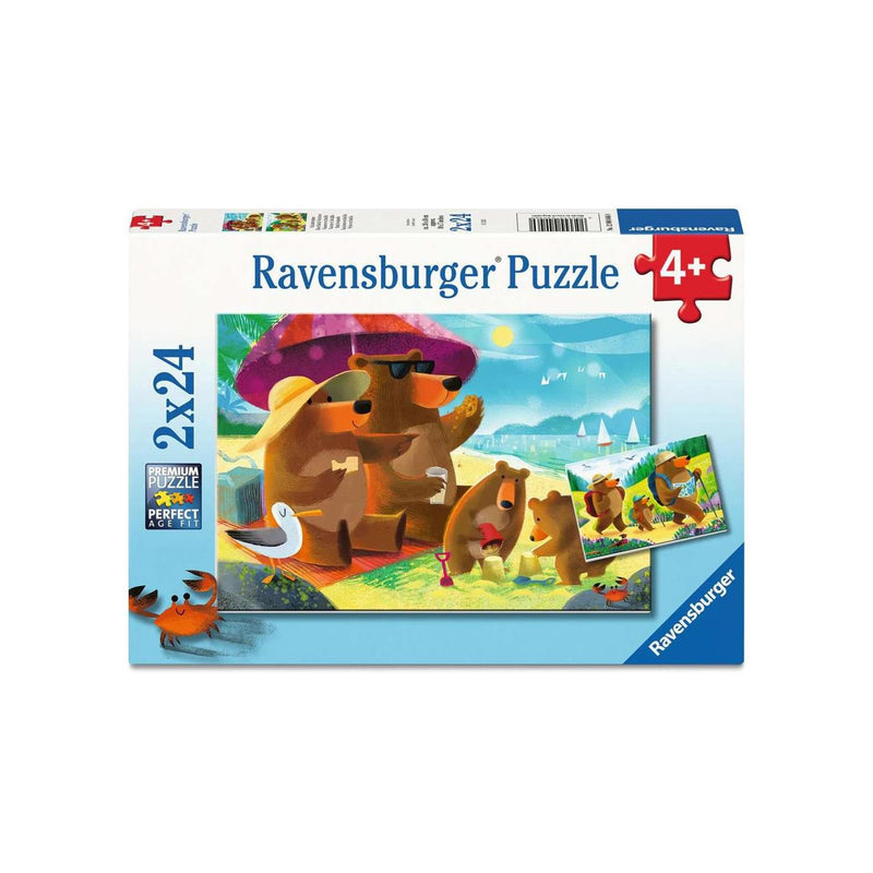 Load image into Gallery viewer, Ravensburger legpuzzel berenfamilie vakantie - 2x24st.