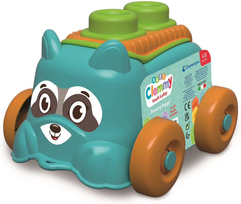 Afbeelding laden in galerijviewer, Clementoni soft clemmy - emmer met bouwset en hondje - zachte stapelblokken - speelgoed voor baby’s vanaf 6 maanden