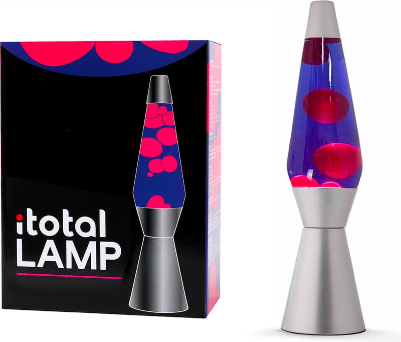 Afbeelding laden in galerijviewer, I-total lavalamp - lava lamp - sfeerlamp - 40x11 cm - glas aluminium - 30w - paars met roze lava - zilvergrijs - xl2343