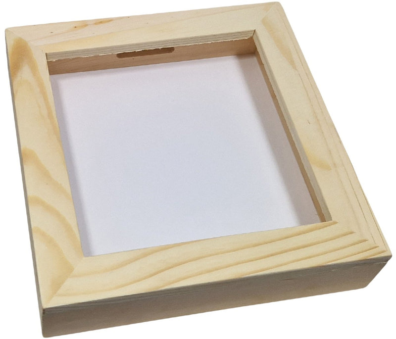 ギャラリービューアに画像をロードする, Playwood houten spaarpot plexiglas met witte achterkant middel