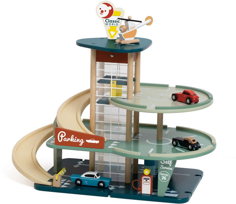 Afbeelding laden in galerijviewer, Classic world houten vintage garage met auto's, 11dlg.