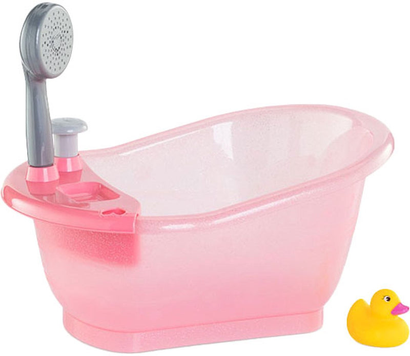 Afbeelding laden in galerijviewer, Corolle poppenbad badkuip roze met douche en badeend speelgoed.