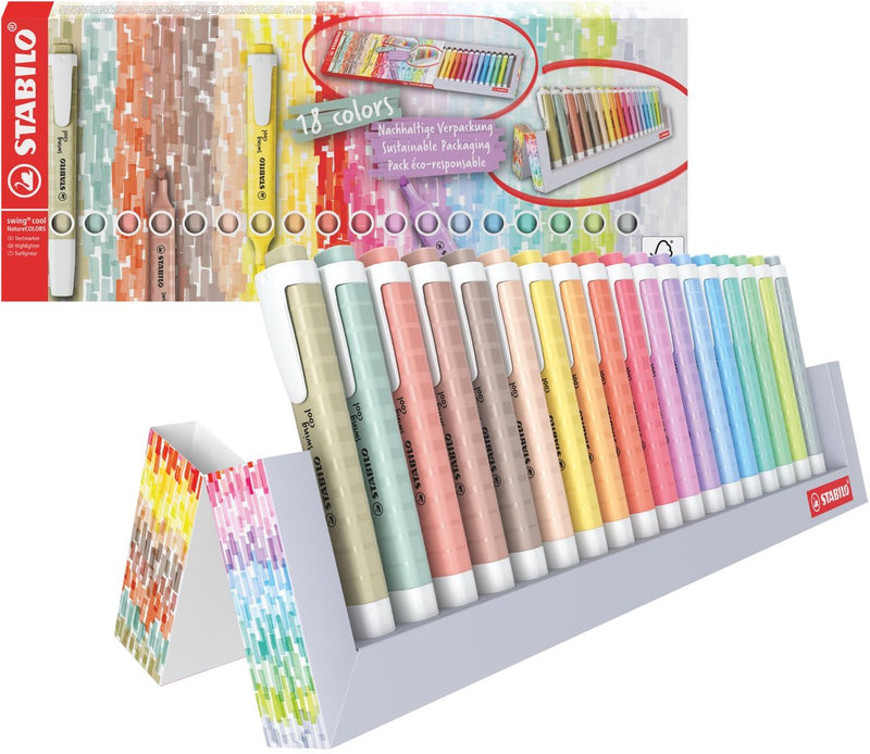 Afbeelding laden in galerijviewer, Stabilo swing cool naturecolors bureau set markeerstiften - 18dlg.