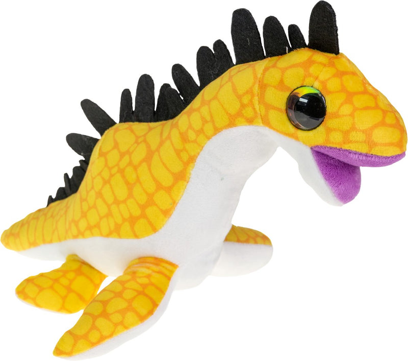 Afbeelding laden in galerijviewer, Lumo stars knuffel dino plesiosaur 24cm geel pluche speelgoed.