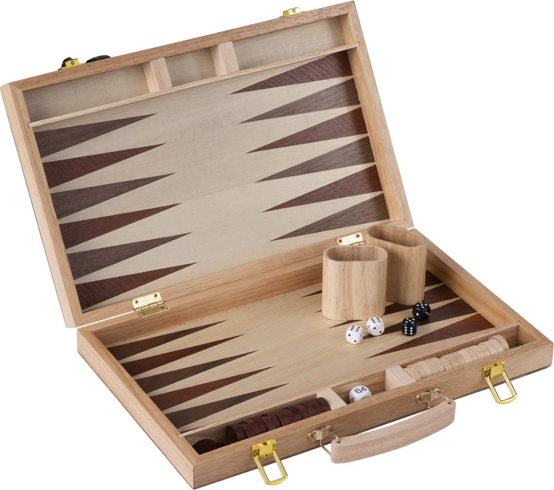 Cargue la imagen en el visor de la galería, Engelhart backgammon 15 inch - hout ingelegd bord - houten koffer met handvat - luxe uitvoering -