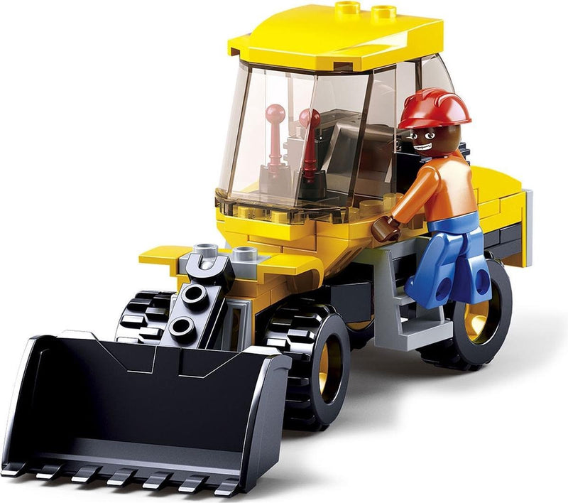 Laden Sie das Bild in Galerie -Viewer, Sluban wheel loader kleine shovel bouwspeelgoed kinderen vanaf 6 jaar – constructiespeelgoed modelbouw – bouwdoos met 91 bouwstenen – m38-b0377b