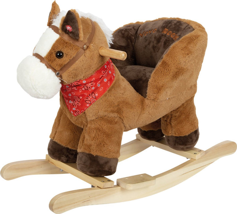 Afbeelding laden in galerijviewer, Small foot - houten schommelpaard bruin met zitje en geluid